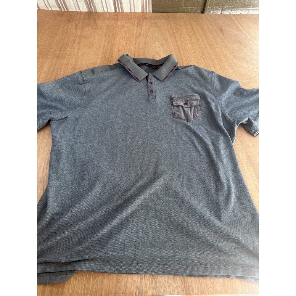 Men's Sean John Gray Polo Shirt 4XL Short‎ Sleeve Pocket Zip